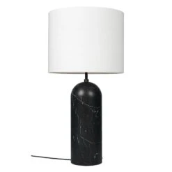 GUBI Gravity XL Floor Lamp, Low, Black Marble - White