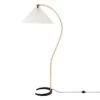 GUBI Timberline Floor Lamp, Oak - Birch - White Canvas -Gubi 10108292 FRT Timberline Floor Lamp White Linen Off