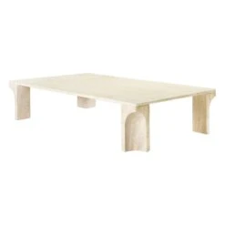 GUBI Doric Coffee Table, 140 X 80 Cm, Neutral White Travertine