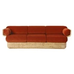 GUBI Basket 3-seater Sofa, Rattan - Belsuede Special FR 133 11 GUBI Basket 3-seater Sofa, Rattan - Belsuede Special FR 133 -Gubi 10111626 FRT Basket Sofa 3 seater Fully Upholstered Belsuede Special FR Dedar 133 Standard
