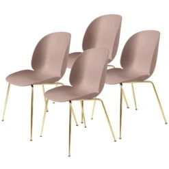 GUBI Beetle Chair, Brass - Sweet Pink, Set Of 4