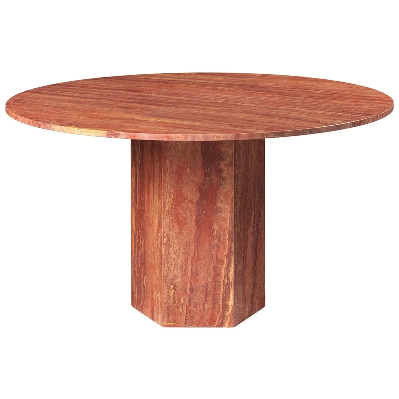 GUBI Epic Dining Table, Round, 130 Cm, Red Travertine 3 GUBI Epic Dining Table, Round, 130 Cm, Red Travertine