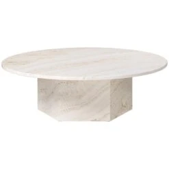 GUBI Epic Coffee Table, Round, 110 Cm, White Travertine