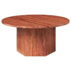 GUBI Epic Coffee Table, Round, 80 Cm, Red Travertine