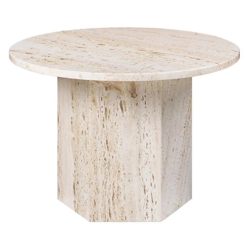 GUBI Epic Coffee Table, Round, 60 Cm, White Travertine 3 GUBI Epic Coffee Table, Round, 60 Cm, White Travertine