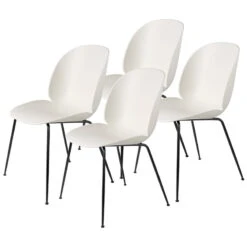 GUBI Beetle Chair, Matt Black - Alabaster White, Set Of 4