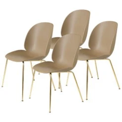 GUBI Beetle Chair, Brass - Pebble Brown, Set Of 4
