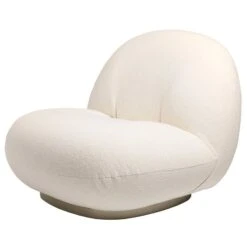 GUBI Pacha Lounge Chair, Swivel Base, Harp 24 - Pearl Gold