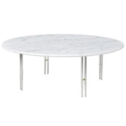 GUBI IOI Coffee Table, 100 Cm, Chrome - White Marble