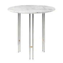 GUBI IOI Coffee Table, 50 Cm, Chrome - White Marble