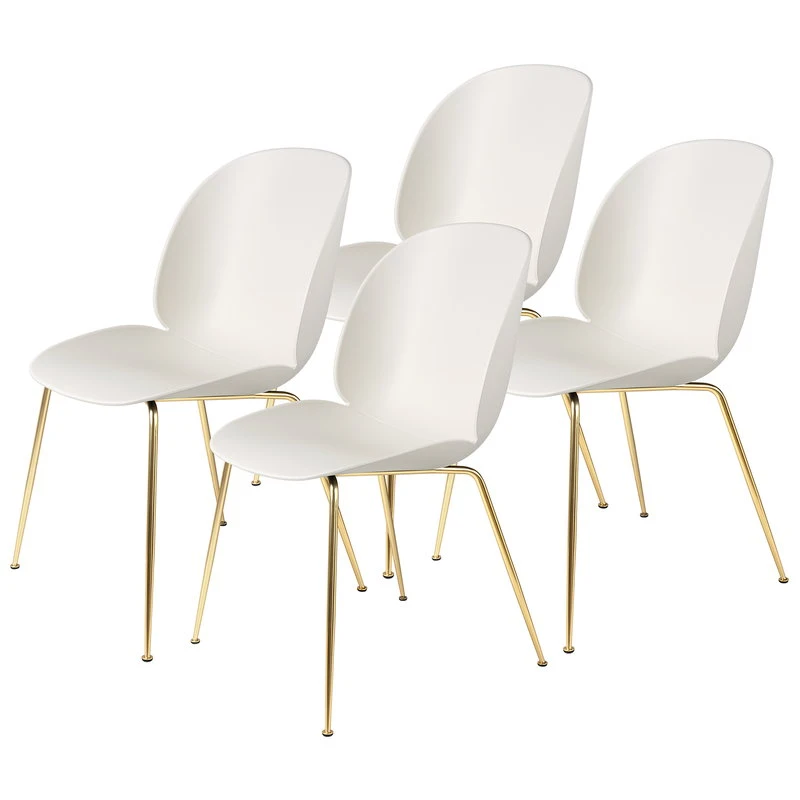 GUBI Beetle Chair, Brass - Alabaster White, Set Of 4 3 GUBI Beetle Chair, Brass - Alabaster White, Set Of 4