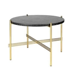 GUBI TS Coffee Table, 55 Cm, Brass - Black Marble