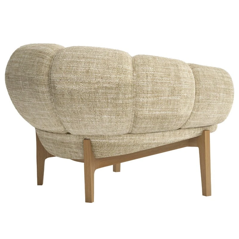 GUBI Croissant Lounge Chair, Oiled Oak - Dedar Smilla 002 4 GUBI Croissant Lounge Chair, Oiled Oak - Dedar Smilla 002 - Image 2