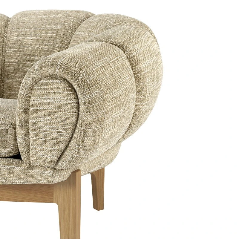 GUBI Croissant Lounge Chair, Oiled Oak - Dedar Smilla 002 5 GUBI Croissant Lounge Chair, Oiled Oak - Dedar Smilla 002 - Image 3