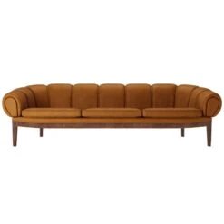 GUBI Croissant 3-seater Sofa, Oiled Walnut - Chamois Cuoio 1708
