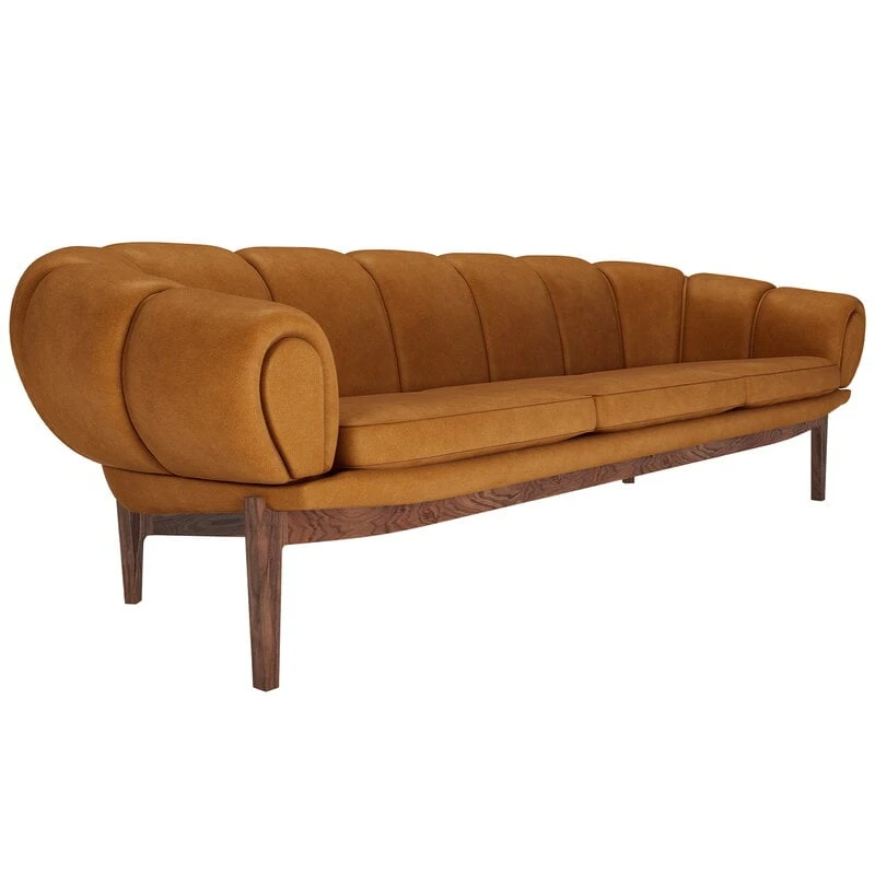 GUBI Croissant 3-seater Sofa, Oiled Walnut - Chamois Cuoio 1708 4 GUBI Croissant 3-seater Sofa, Oiled Walnut - Chamois Cuoio 1708 - Image 2