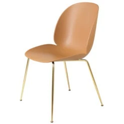 GUBI Beetle Chair, Brass Semi Matt - Amber Brown
