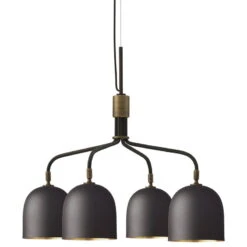 GUBI Howard Chandelier, 4 Arms, Short, Gunmetal Brass