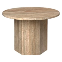 GUBI Epic Coffee Table, Round, 60 Cm, Warm Taupe Travertine