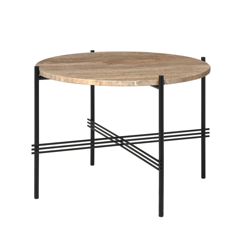GUBI TS Coffee Table, 55 Cm, Black - Warm Taupe Travertine 3 GUBI TS Coffee Table, 55 Cm, Black - Warm Taupe Travertine