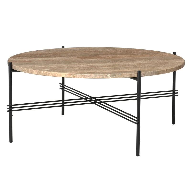 GUBI TS Coffee Table, 80 Cm, Black - Warm Taupe Travertine 3 GUBI TS Coffee Table, 80 Cm, Black - Warm Taupe Travertine