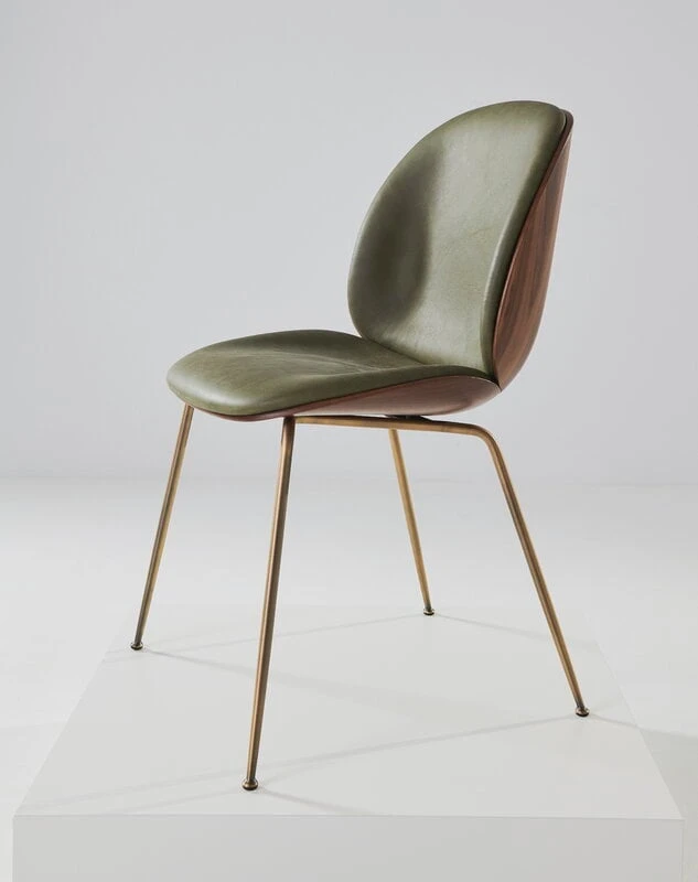 GUBI Beetle Chair, Antique Brass - Walnut - Army Leather Soft 6 GUBI Beetle Chair, Antique Brass - Walnut - Army Leather Soft - Image 4