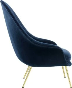 GUBI Bat Lounge Chair, High, Velluto 970 - Brass Base 8 GUBI Bat Lounge Chair, High, Velluto 970 - Brass Base -Gubi Bat LoungeChair HighBack Conic FullyUpholstered Brass Velluto 970 GUBI Side