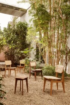 GUBI C-Chair, Cane - Oiled Walnut 11 GUBI C-Chair, Cane - Oiled Walnut -Gubi C ChairDiningChair TrefleStool 02