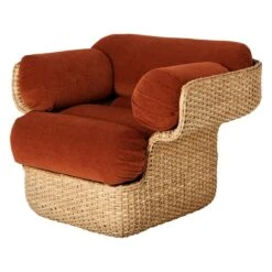 GUBI Basket Lounge Chair, Rattan - Belsuede Special FR 133