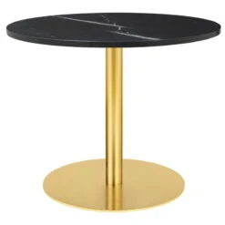 GUBI GUBI 1.0 Lounge Table, Round 80 Cm, Brass - Black Marble