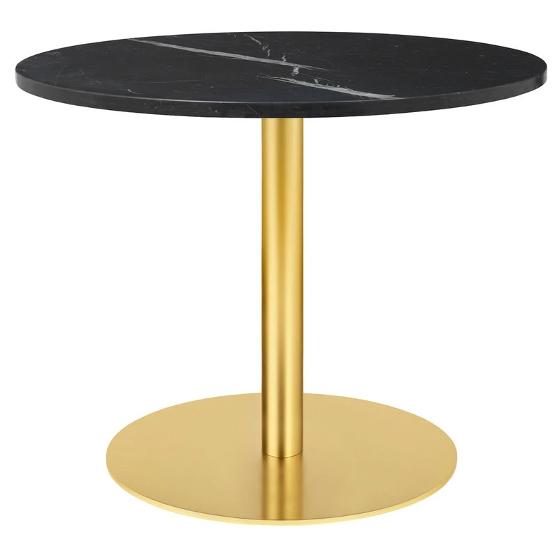 GUBI GUBI 1.0 Lounge Table, Round 80 Cm, Brass - Black Marble 2 GUBI GUBI 1.0 Lounge Table, Round 80 Cm, Brass - Black Marble