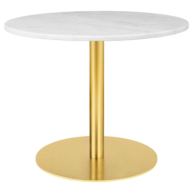GUBI GUBI 1.0 Lounge Table, Round 80 Cm, Brass - White Marble 3 GUBI GUBI 1.0 Lounge Table, Round 80 Cm, Brass - White Marble