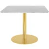 GUBI GUBI 1.0 Lounge Table, 80x80 Cm, Brass - White Marble