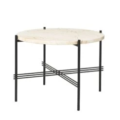 GUBI TS Coffee Table, 55 Cm, Black - White Travertine