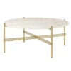 GUBI TS Coffee Table, 80 Cm, Brass - White Travertine 1 GUBI TS Coffee Table, 80 Cm, Brass - White Travertine -Gubi Gubi21 TS80 6 SM