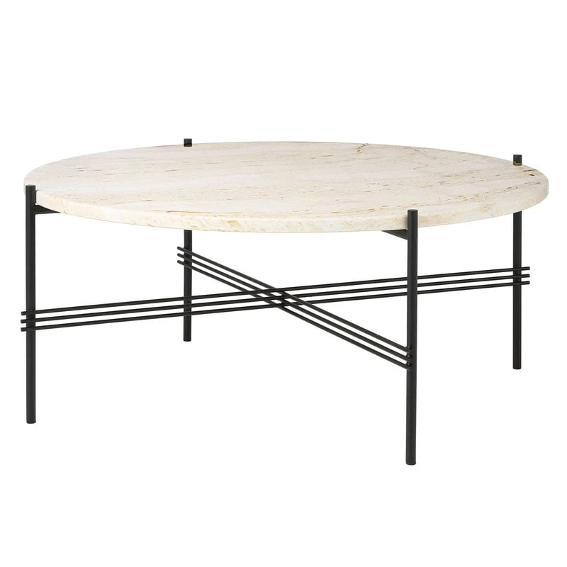 GUBI TS Coffee Table, 80 Cm, Black - White Travertine 3 GUBI TS Coffee Table, 80 Cm, Black - White Travertine