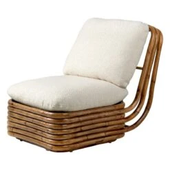 GUBI Bohemian 72 Lounge Chair, Rattan - Diagonal Boucle 007