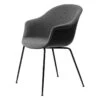 GUBI Bat Chair, Conic Matt Black - Black - Hallingdal 65 173 -Gubi Gubi 2023 F3Q Bat DiningChair Conic FrontUpholstered Black Matt Black Hallingdal 65 Kvadrat 173