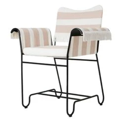 GUBI Tropique Chair With Fringes, Classic Black - Leslie Stripe 40