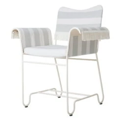 GUBI Tropique Chair With Fringes, Classic White - Leslie Stripe 20