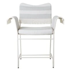 GUBI Tropique Chair With Fringes, Classic White - Leslie Stripe 20 9 GUBI Tropique Chair With Fringes, Classic White - Leslie Stripe 20 -Gubi Gubi 2023 FRT Tropique Dining Chair with Fringes White Frame Leslie Stripe 20