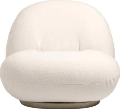 GUBI Pacha Lounge Chair, Swivel Base, Harp 24 - Pearl Gold 7 GUBI Pacha Lounge Chair, Swivel Base, Harp 24 - Pearl Gold -Gubi Pacha LoungeChair Fixed FullyUpholstered PearlGold GUBI Harp 01 Front